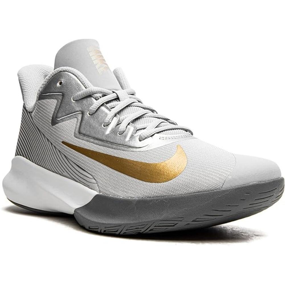 NWT NIKE Men's Precision 4 Basketball Shoe,wolf grey gold-metallic silver -12